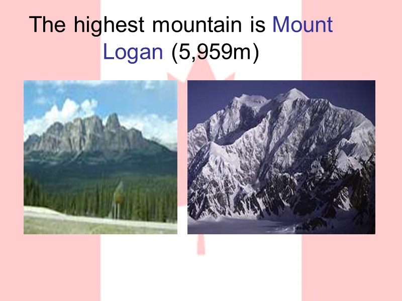 The highest mountain is Mount Logan (5,959m)